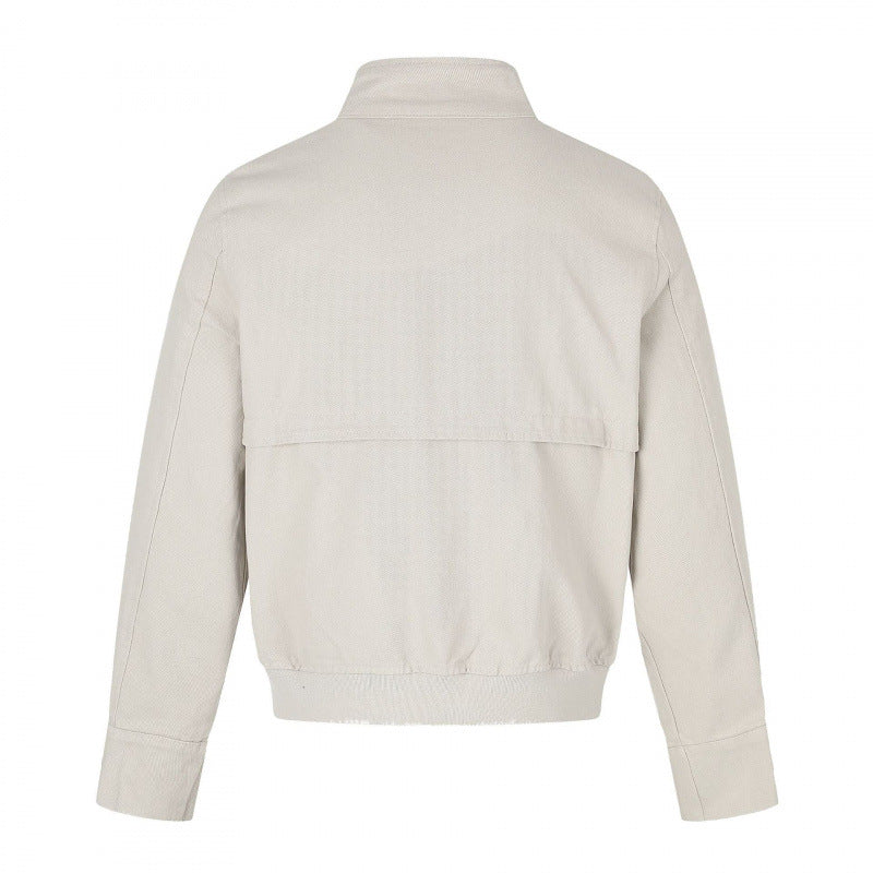 Women's short-cut bomber jacket with high stand-up collar, decorative strap and flap pockets Chichicherry