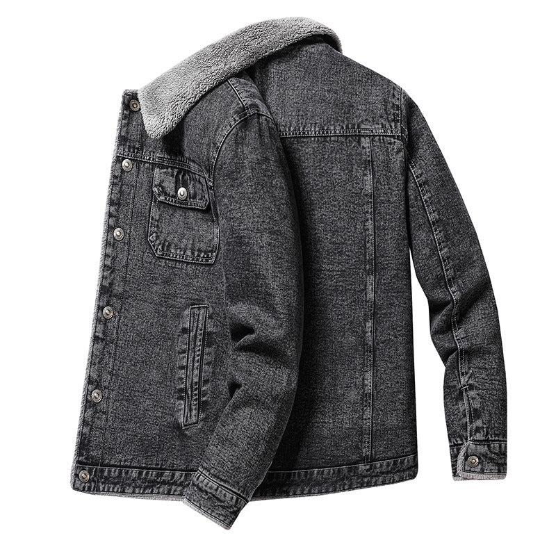 Men's Overshirt Jacket made of Denim with Teddy lining and Sherpa collar Chichicherry