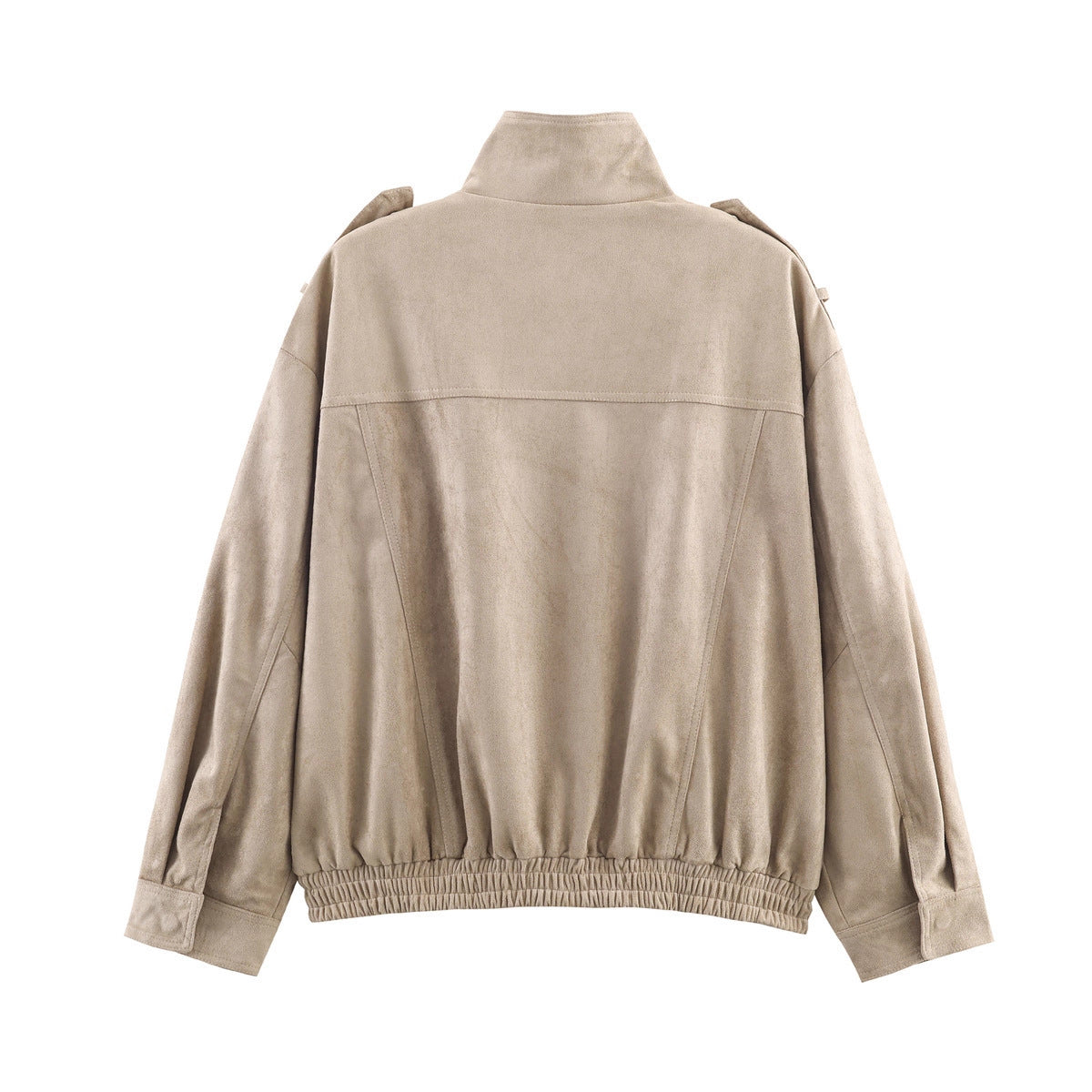 Women’s short jacket in military style with epaulets, patch chest pockets, and elastic hem Chichicherry