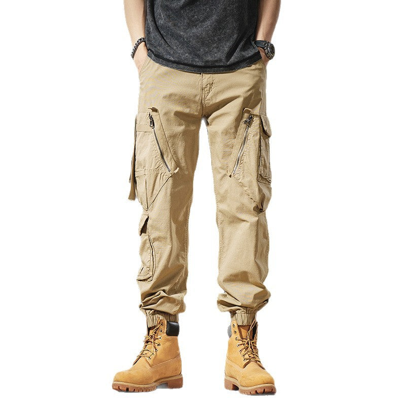 Men's multi-pocket cargo pants with zip pockets and elastic ankle cuffs Chichicherry