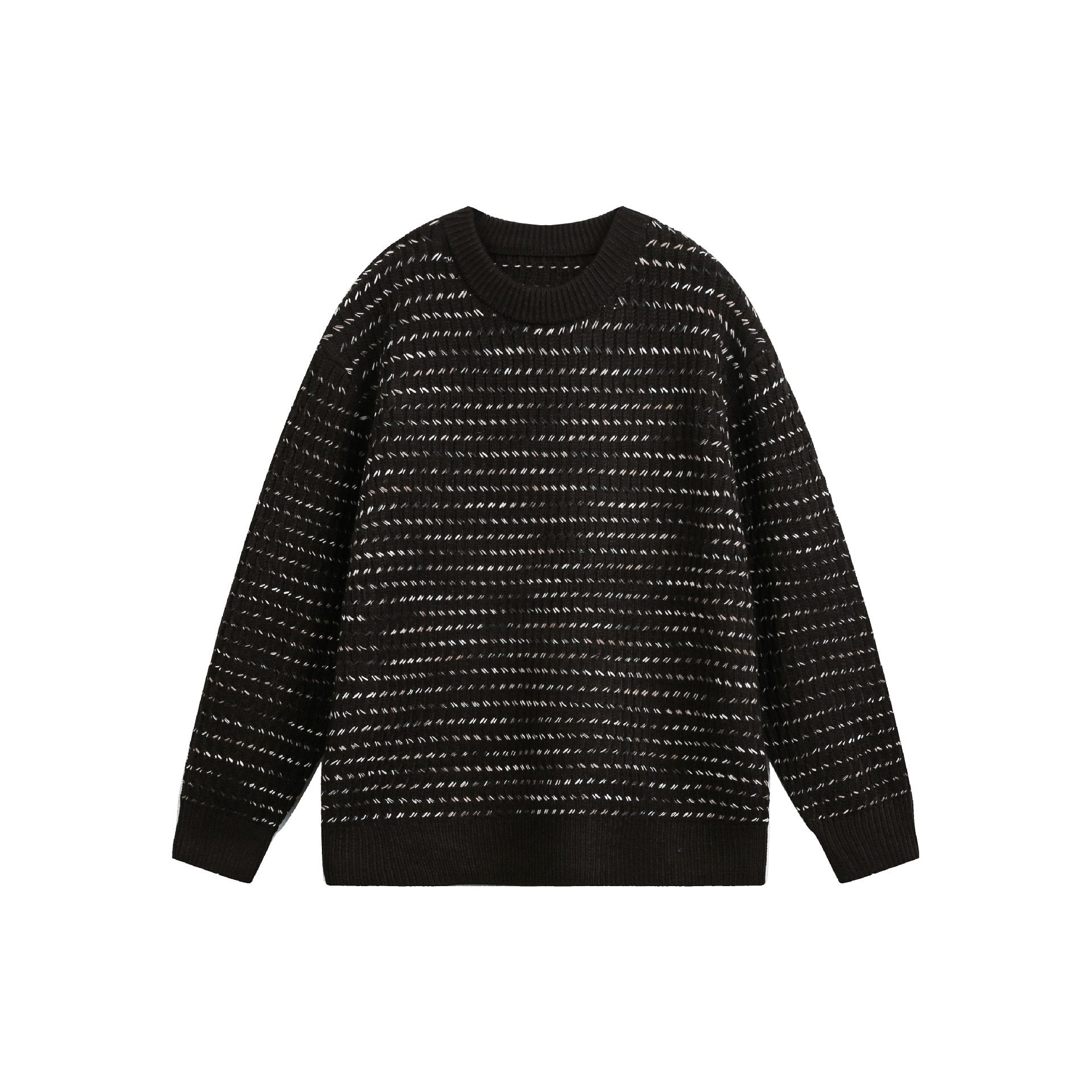 Women's chunky knit oversized sweater with round neckline and structural stripes Chichicherry