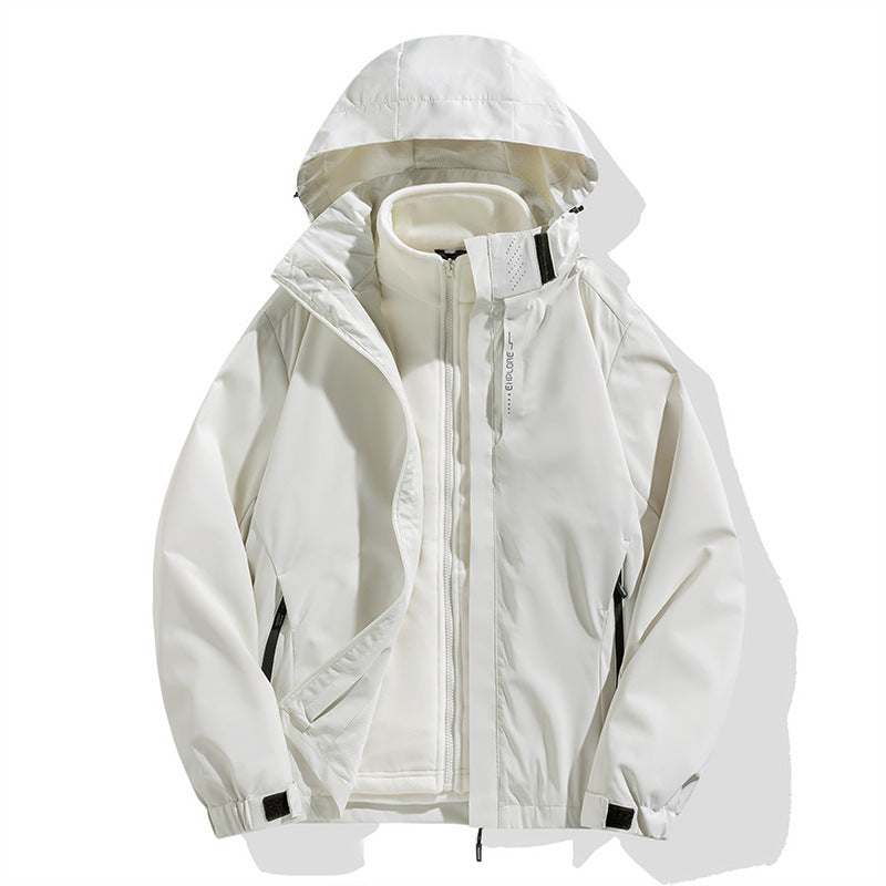 Men's two-piece winter jacket with removable fleece inner jacket waterproof windproof Chichicherry