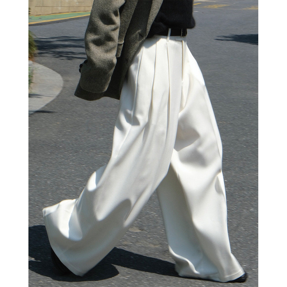 Ladies high-waisted wide pleated trousers with crease and flowing wool look Chichicherry