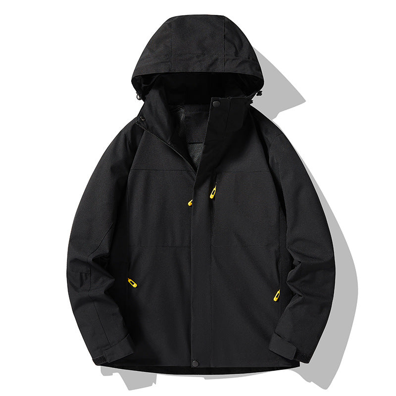 Men's minimalist technical hooded softshell jacket with matte finish and concealed zippers Chichicherry