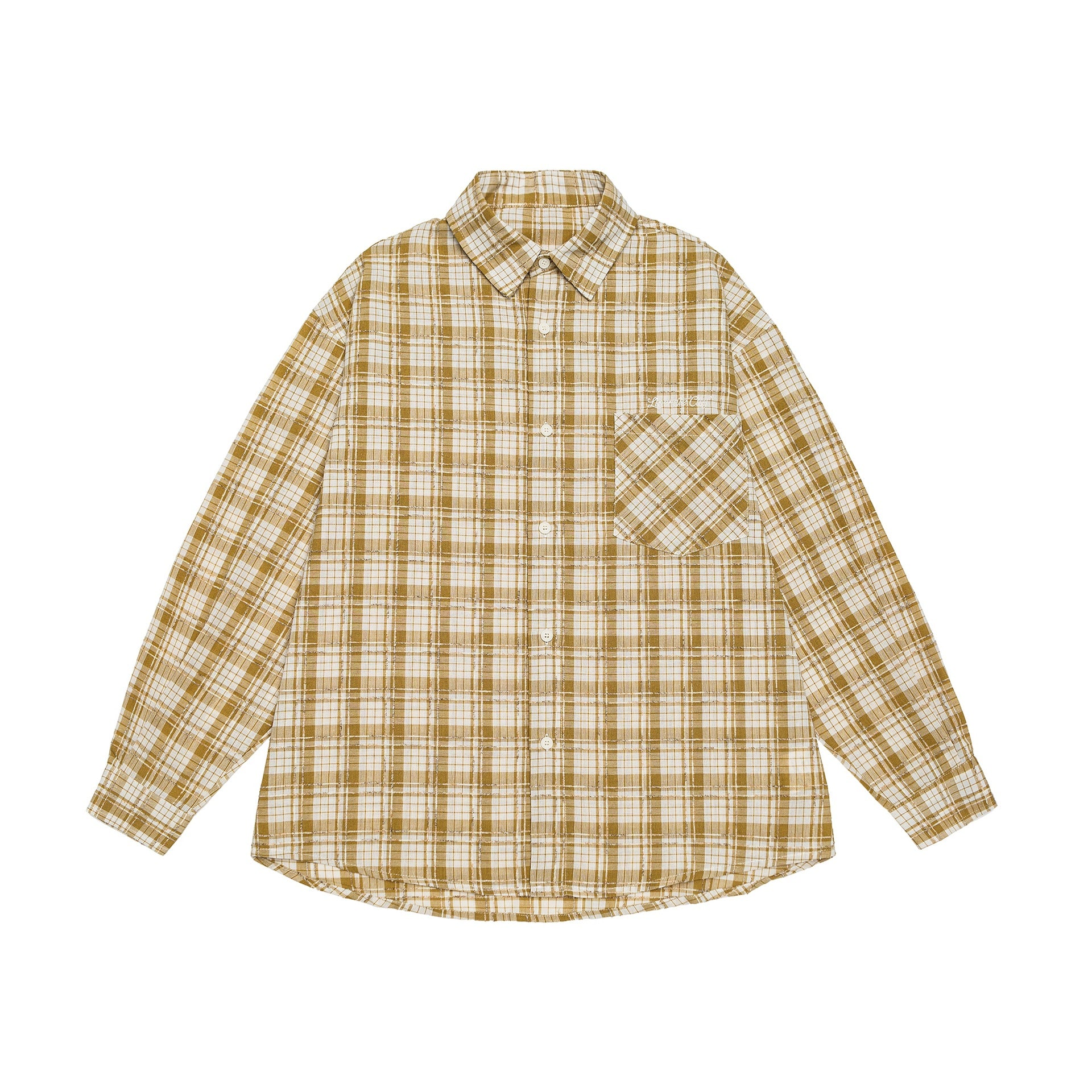 Unisex Oversize Shirt Jacket in checkered cotton look with rounded hem and breast pocket Chichicherry
