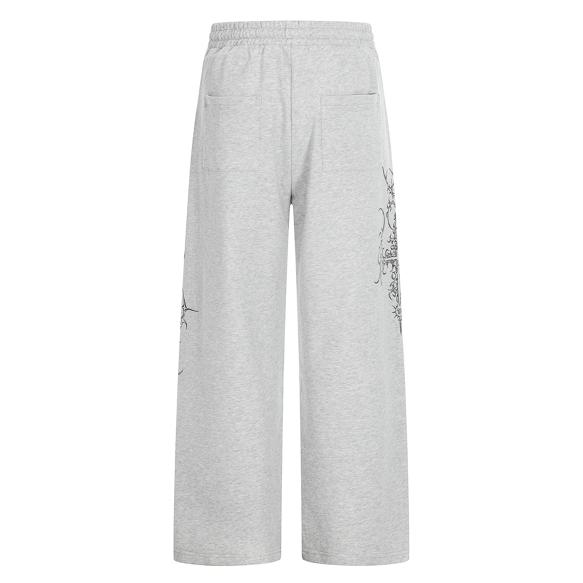 Women's Loose Sweatpants with Drawstring, Decorative Studs and Graphic Print Chichicherry