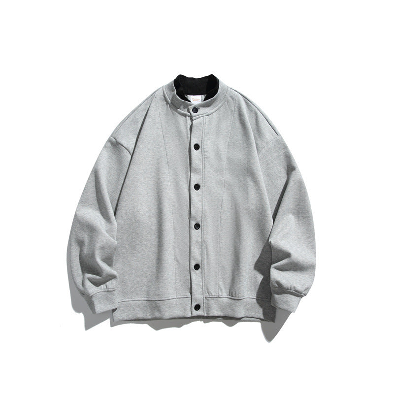 Unisex Oversized Button Cardigan made of heavy cotton terry with tonal piping and ribbed inner collar Chichicherry