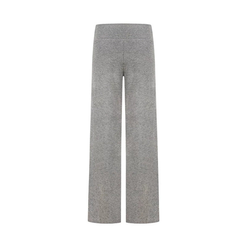 Women's Palazzo Fleece Pants with High Comfort Waistband and Flowing Wide-Leg Cut Chichicherry