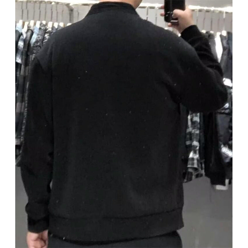 Herren Gerippte Zip-Strickjacke mit Stehblende und aufgesetzten Taschen Chichicherry