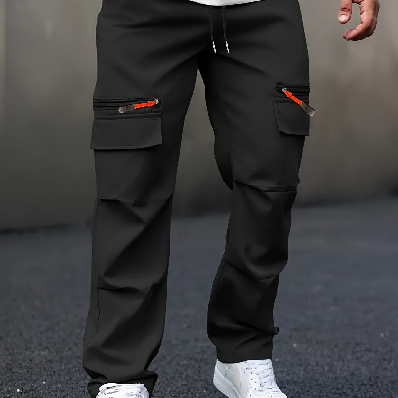 Men's Cargo Jogging Pants with Zipper Utility Pockets Chichicherry