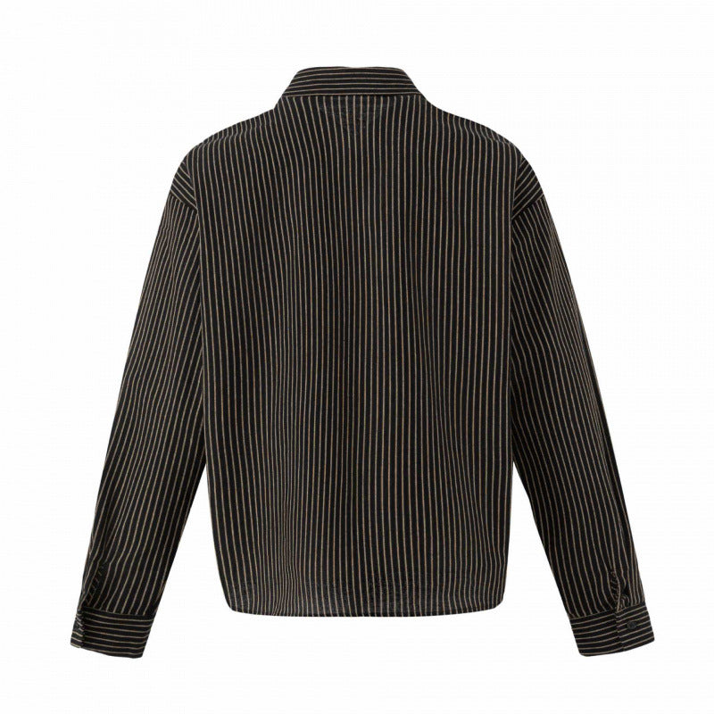 Unisex Oversize Pinstripe Shirt with Boxy Silhouette and Shirt Collar Chichicherry