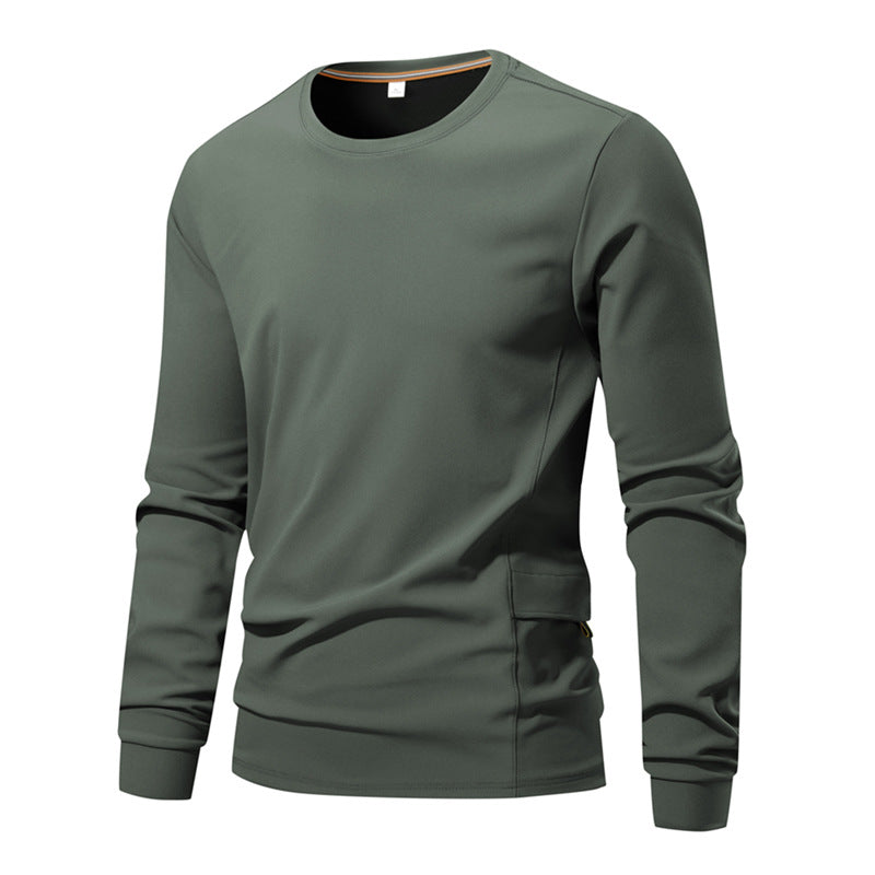 Men's Breathable Long Sleeve Technical Shirt with Round Neck and Side Utility Pocket Chichicherry