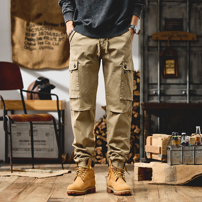 Men's Cargo Jogger Pants with Elastic Waistband and Multi-Pockets Chichicherry