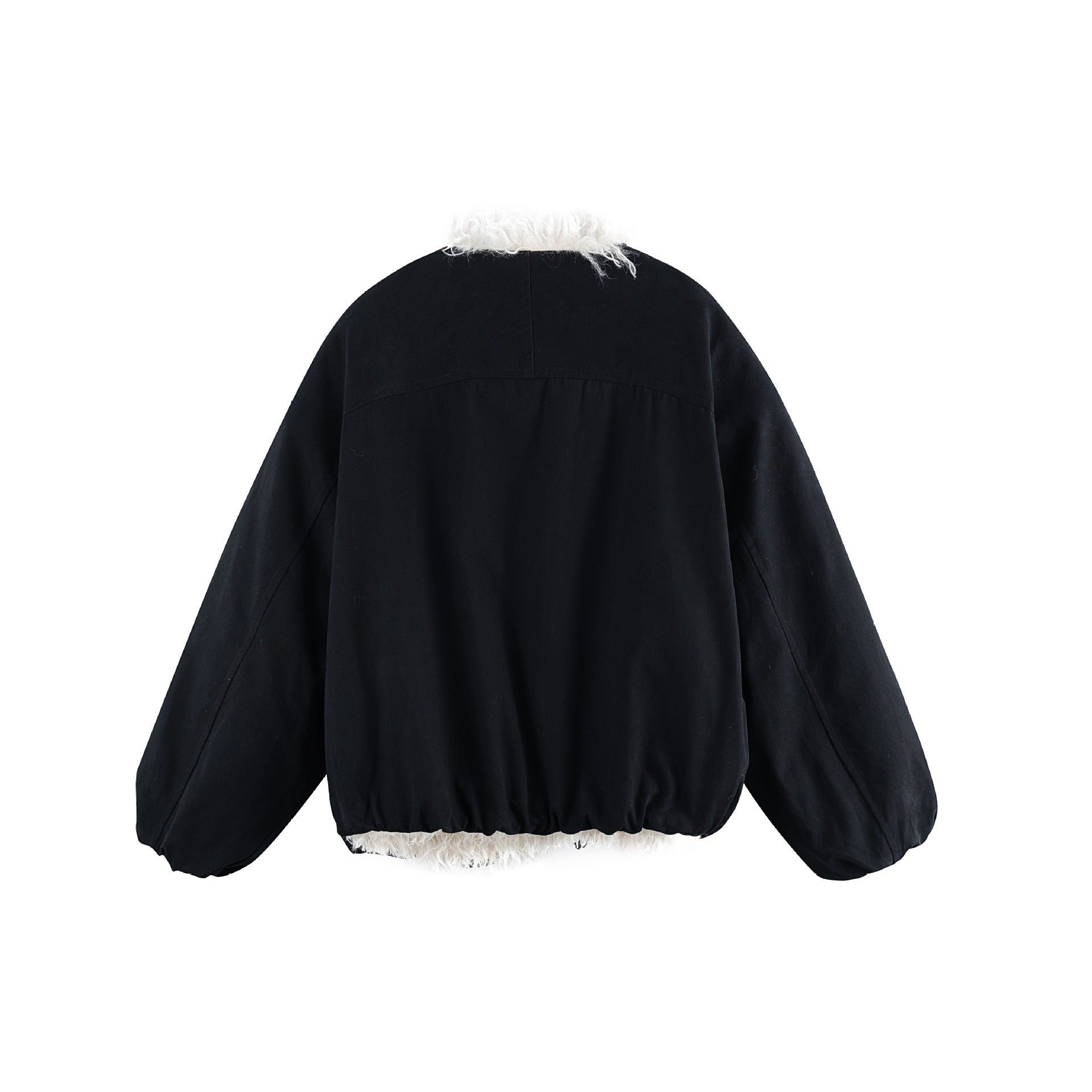 Women's short jacket in oversized cut with voluminous teddy lining and elastic hem