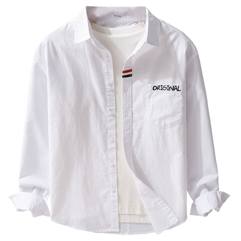 Men's Loose Cotton Shirt with Chest Pocket and Original Embroidery Relaxed-Fit Chichicherry