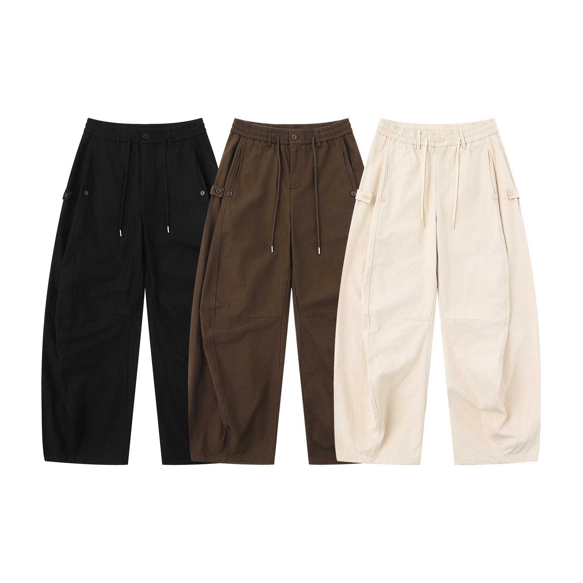 Women's utility-style culotte cargo pants with elastic drawstring waistband and patch flap pockets Chichicherry