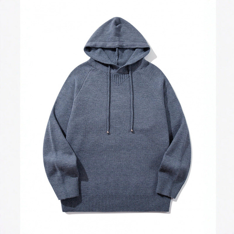Unisex Oversize Knit Hoodie with Raglan Sleeves and Ribbed Cuffs Chichicherry