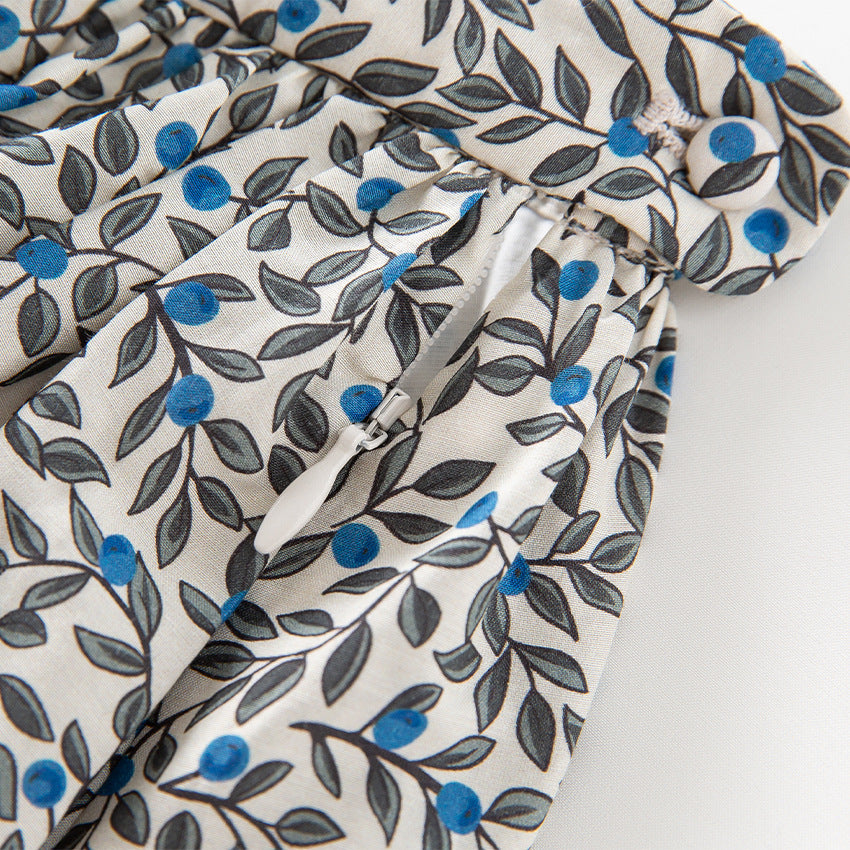 Women's midi skirt with pleated look, gathered waistband and floral print Chichicherry