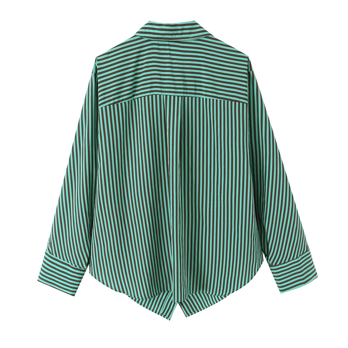 Women's oversized shirt with diagonal striped design, asymmetrical hem, and chest pocket Chichicherry