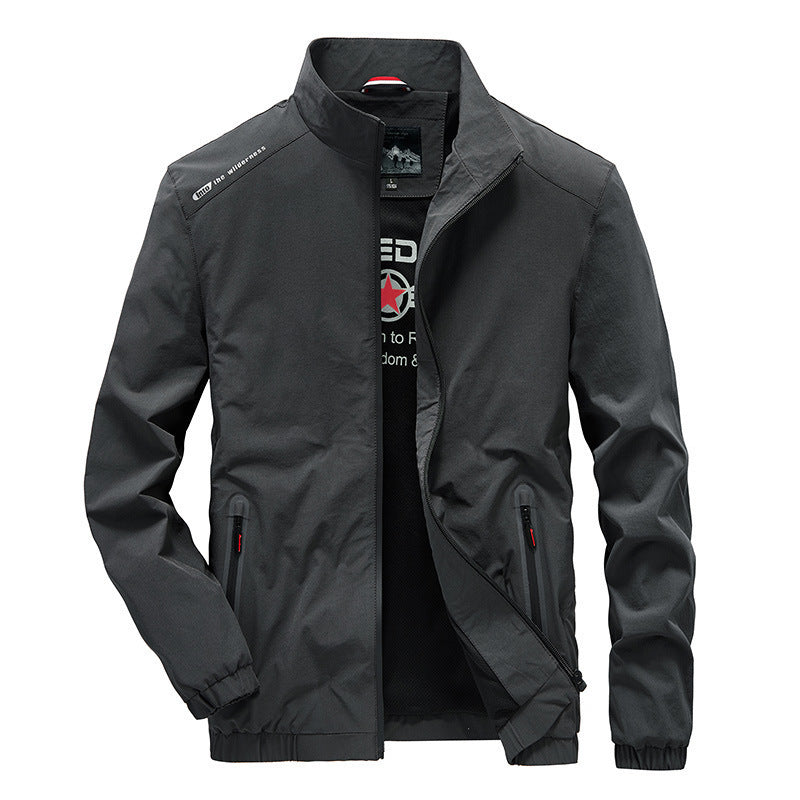 Men's lightweight softshell outdoor jacket with stand-up collar, water-repellent surface and zippered pockets Chichicherry