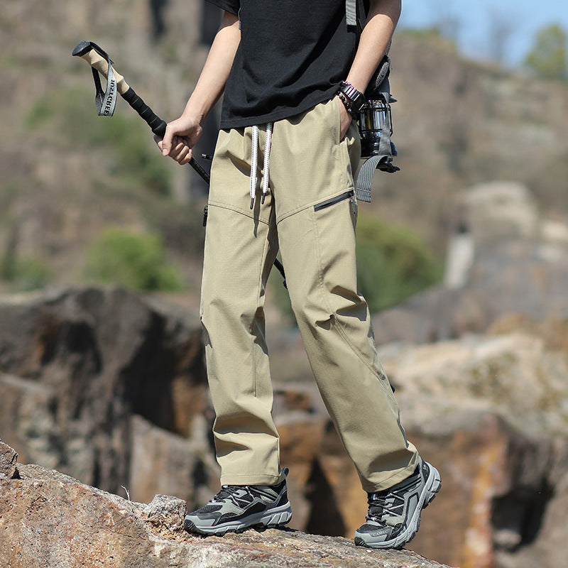 Men's Technical Trekking Pants with Zipper Pockets and Drawstring Waist Chichicherry