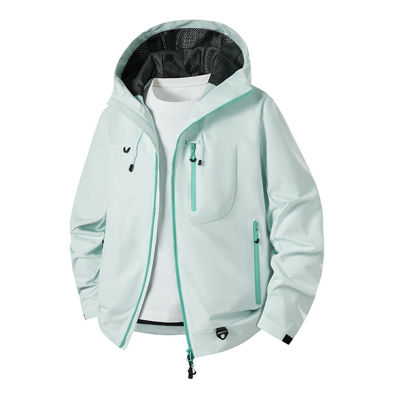 Men's water-repellent technical softshell jacket with hood, breathable mesh lining and zippered pockets Chichicherry