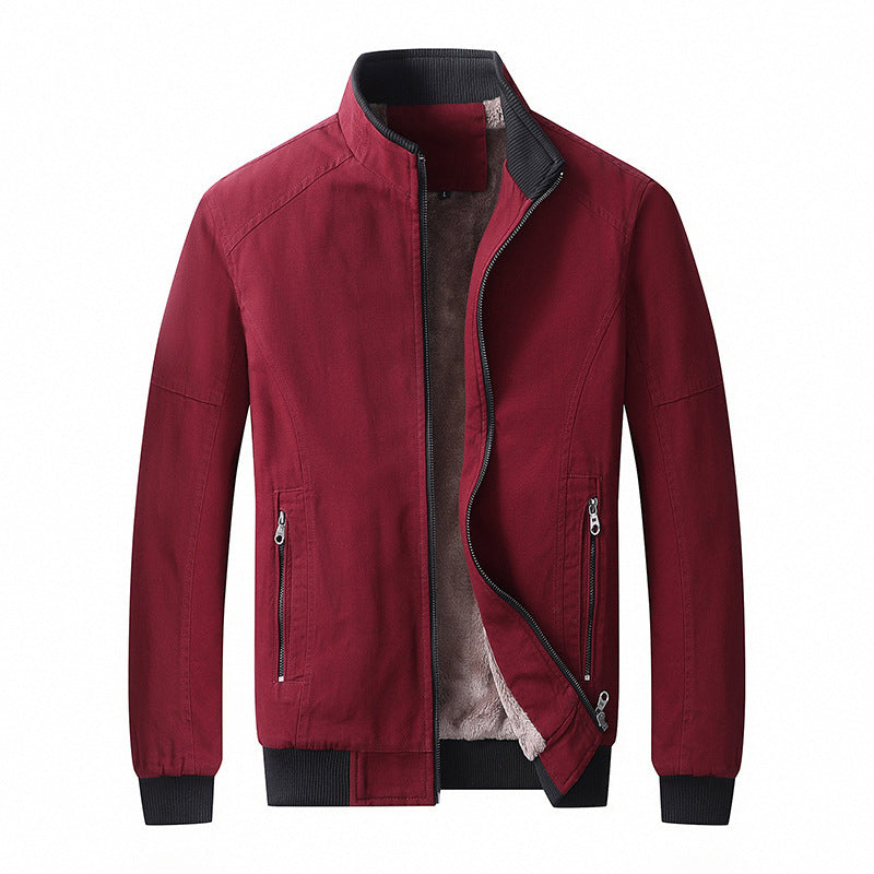 Men's padded canvas bomber jacket with teddy fleece lining and stand-up collar Chichicherry