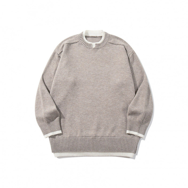 Unisex Relaxed-Fit Fine Knit Sweater with Contrast Cuffs and Extended Ribbed Hem Chichicherry