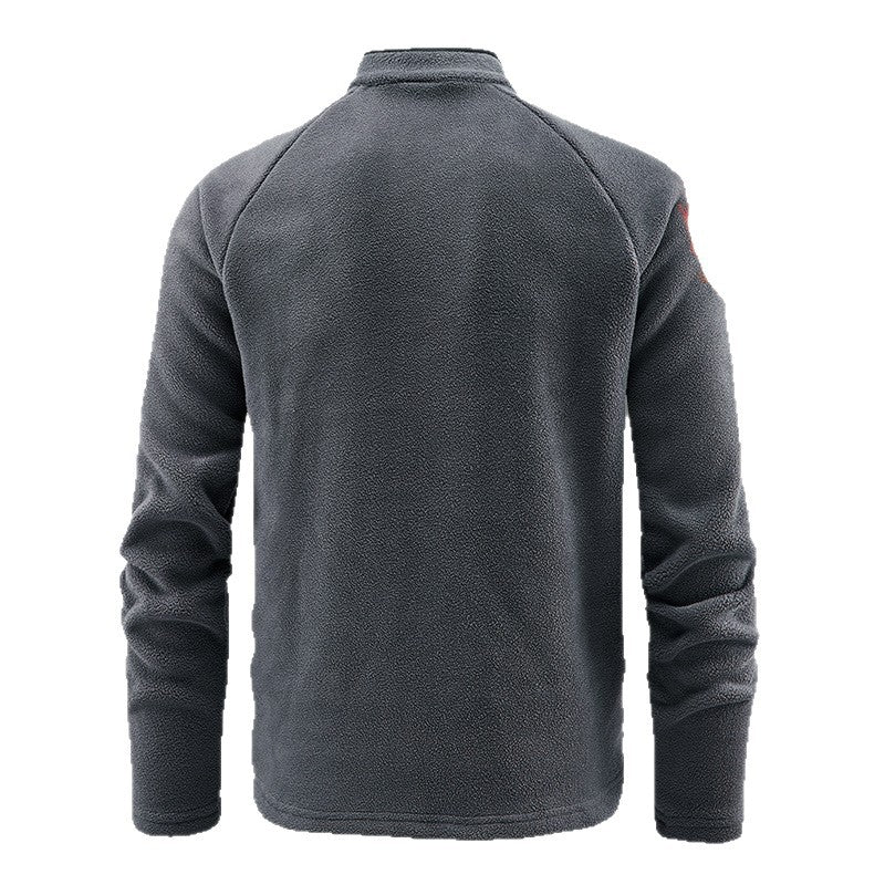 Men's Warming Fleece Pullover with Short Zipper and Stand-Up Collar Chichicherry