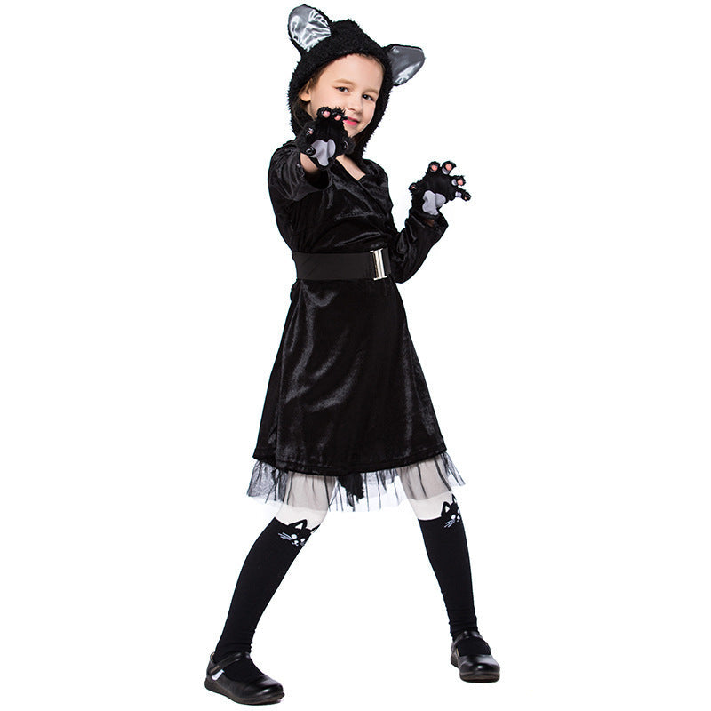 Girl's Cat Costume with Hood and Detailed Accessories Chichicherry
