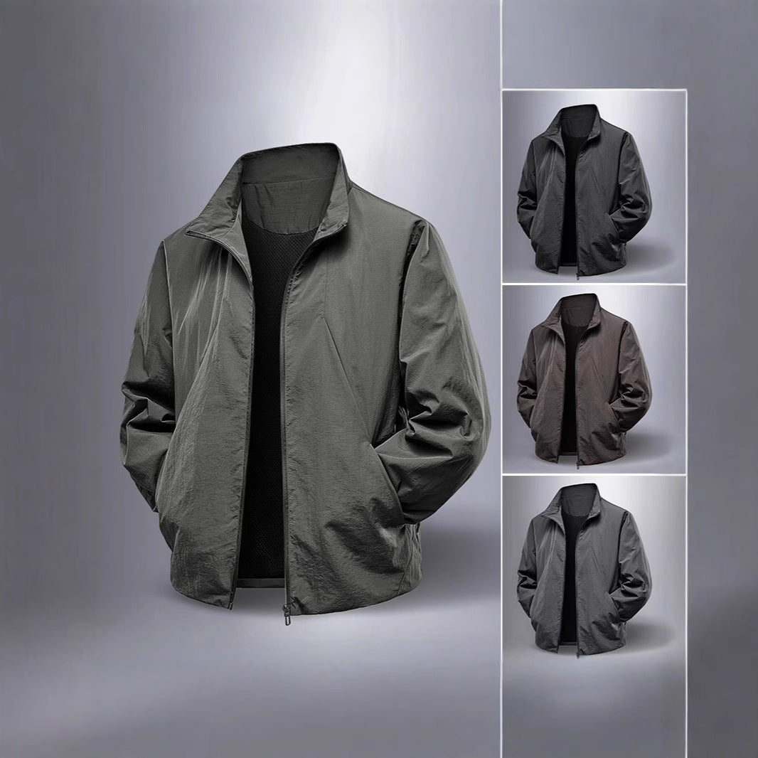 Men's ultralight windproof transitional jacket with stand-up collar and hidden zipper Chichicherry
