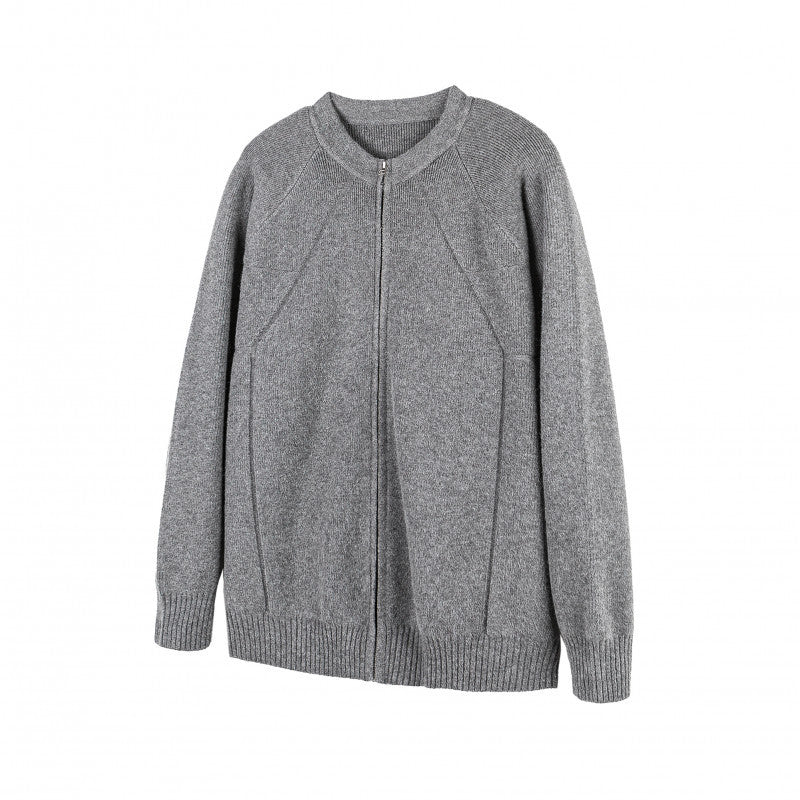 Unisex Boxy Knit Zip Jacket with Zipper and Structured Seam Chichicherry