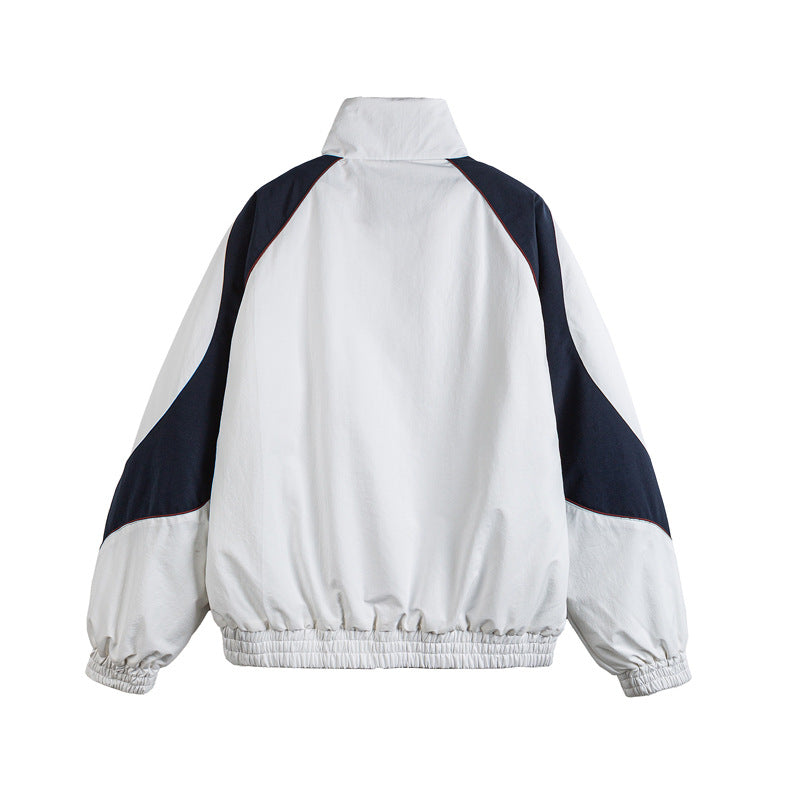 Unisex Retro Track Jacket in Vintage Sports Style with Stand-up Collar and Logo Embroidery Chichicherry