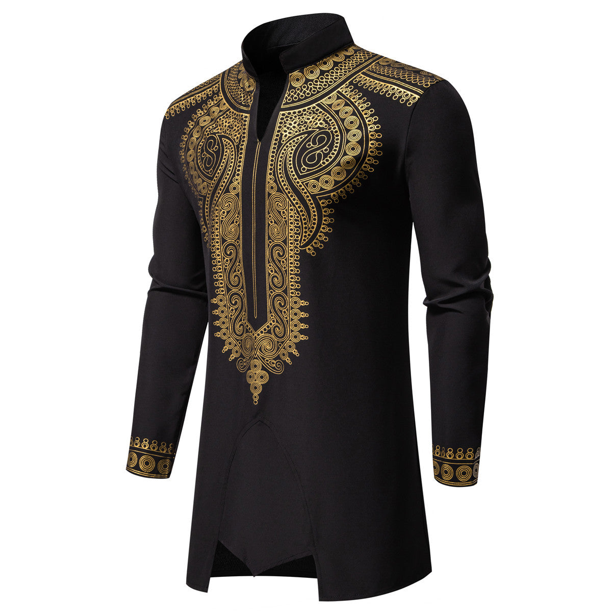 Men's Traditional Embroidered Tunic Set with Mandarin Collar and Elastic Pants Chichicherry