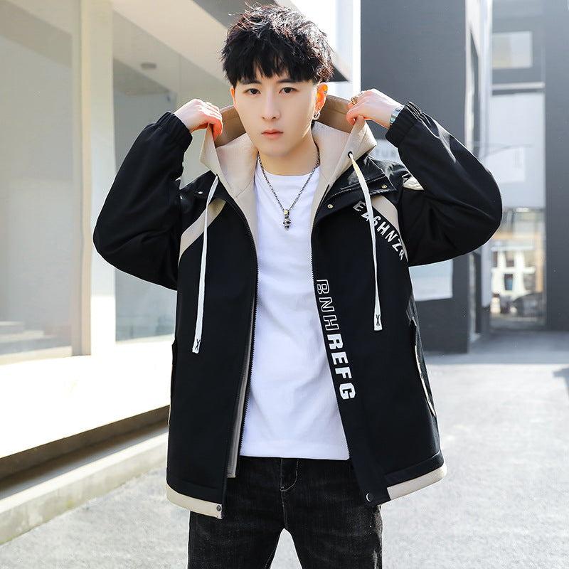 Herren Oversize-Windbreaker mit Kapuze, sportlichem Frontprint und Kontrastpanelen Chichicherry