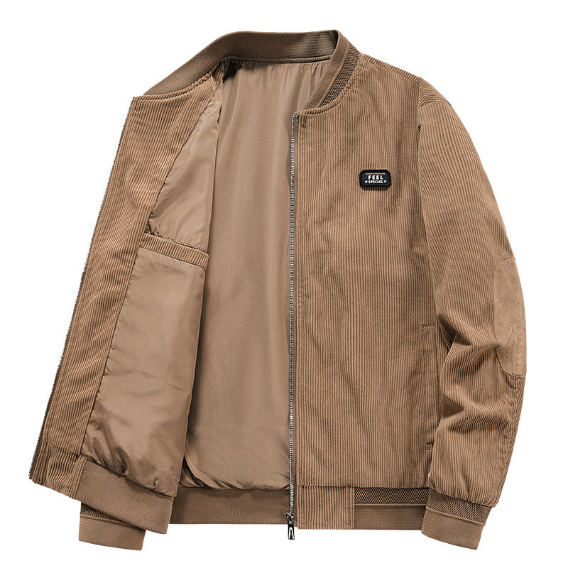 Men's cord bomber jacket with elbow patches and concealed inner pocket Chichicherry