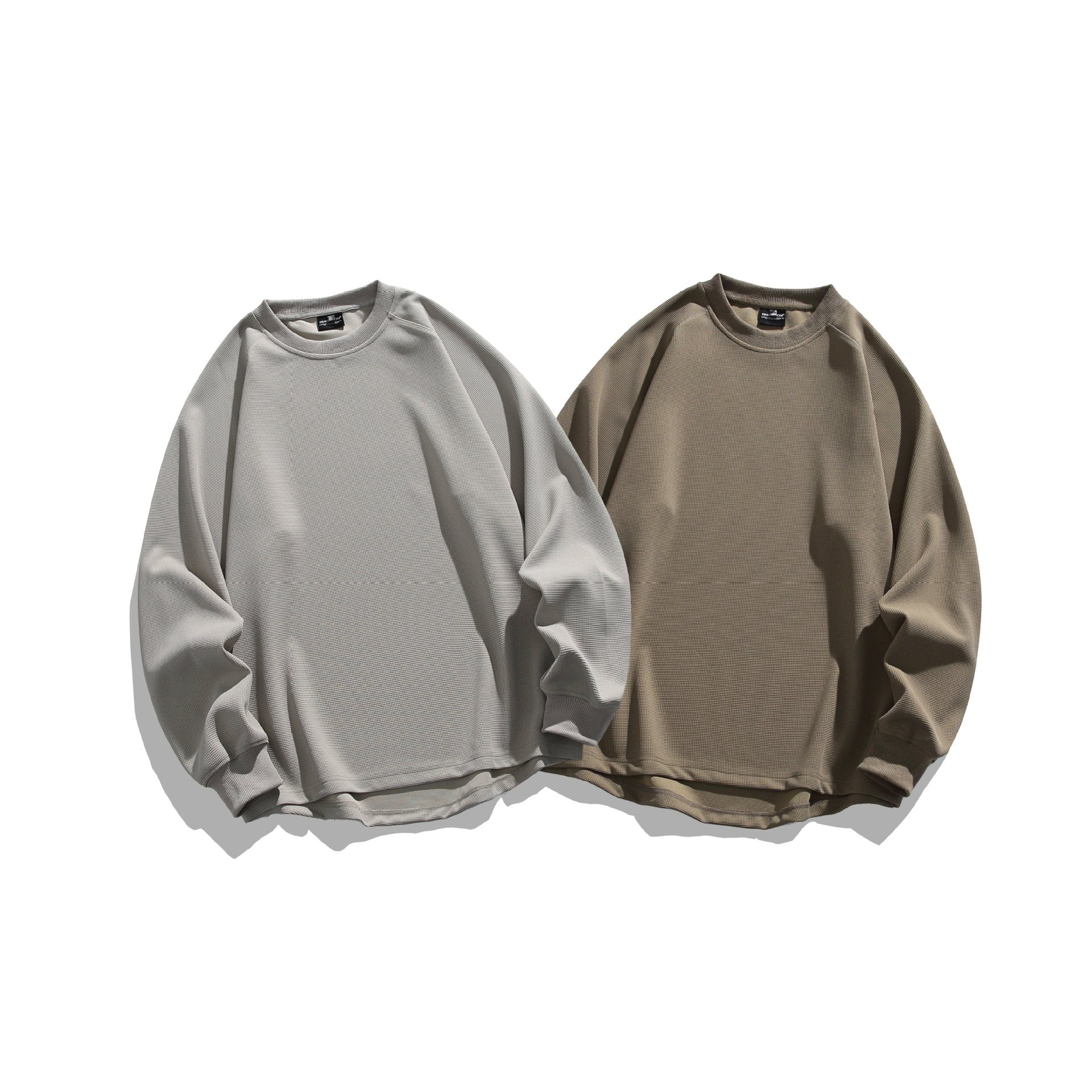 Unisex Oversize Waffle Knit Sweatshirt with Round Neck