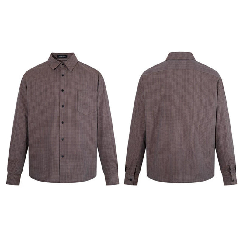 Men's long sleeve shirt in fine Glencheck with chest pocket and straight cut Chichicherry