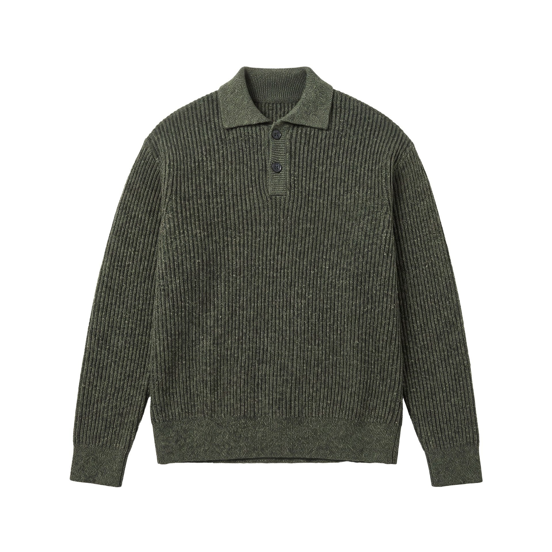 Men's knit sweater with polo collar and distinctive ribbed structure Chichicherry