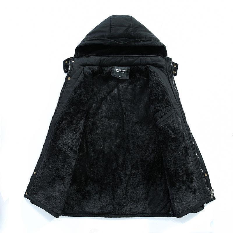 Men's city parka with teddy lining, hood, and windproof inner placket Chichicherry