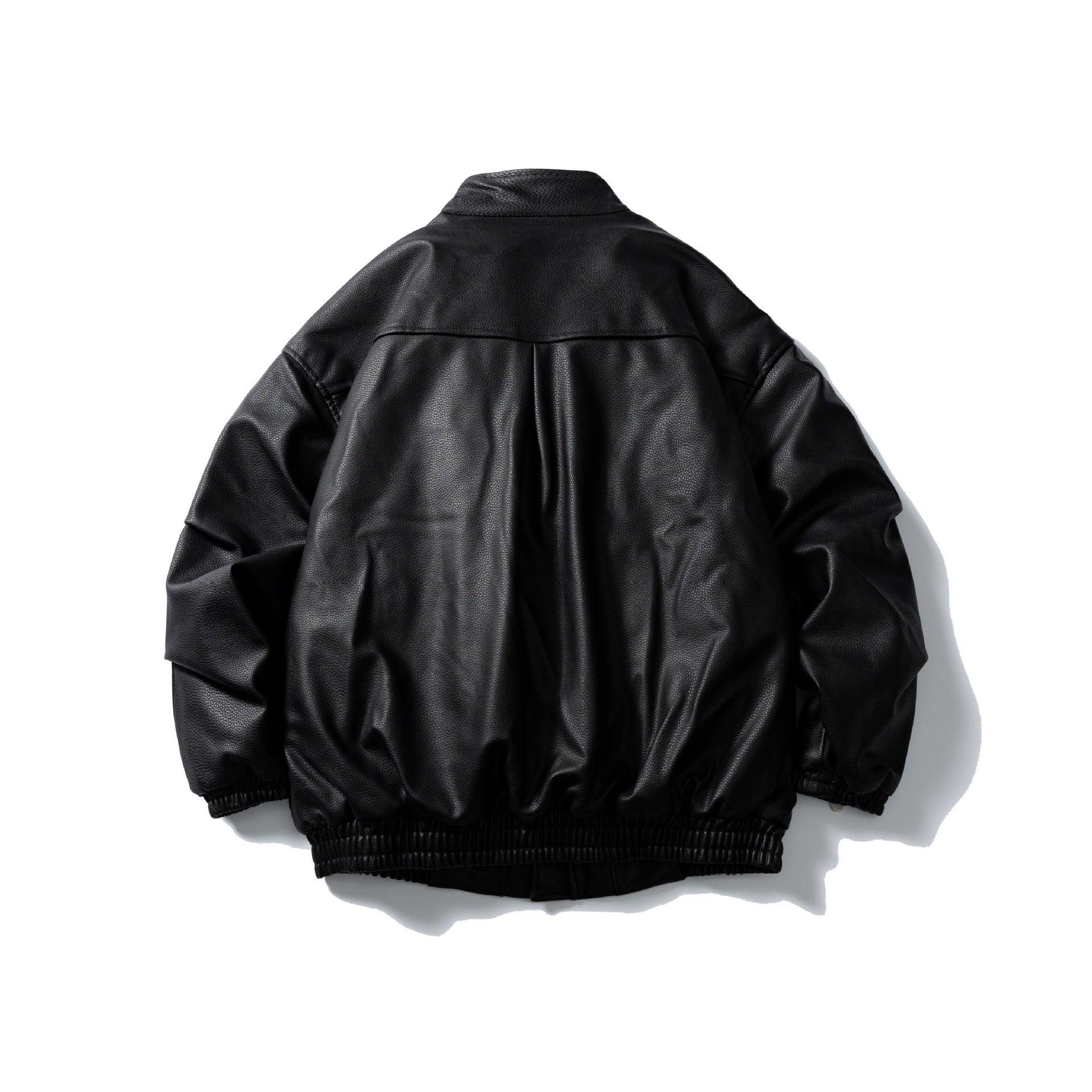 Men's leather blouson in aviator style with high turn-down collar, flap pockets, and elastic hem Chichicherry