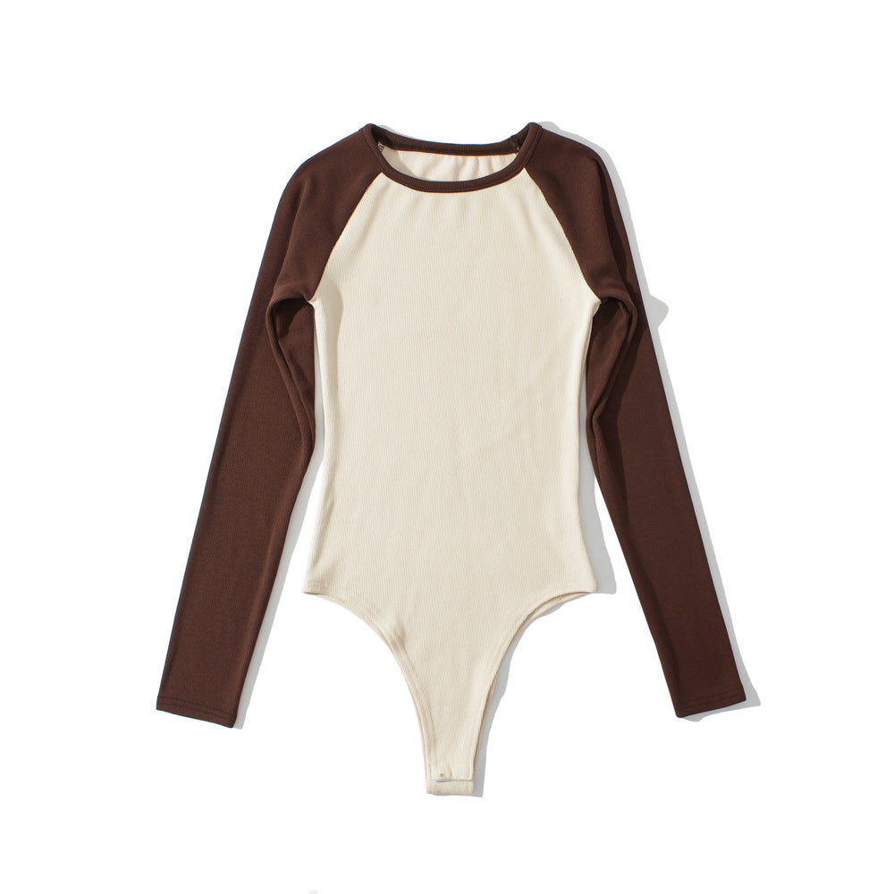 Women's raglan bodysuit with long sleeves, ribbed texture and snap closure Chichicherry
