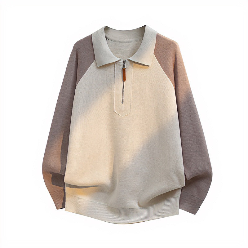 Herren Lässiger Polo-Halbzip-Pullover aus Feinstrick mit Raglanärmeln Chichicherry