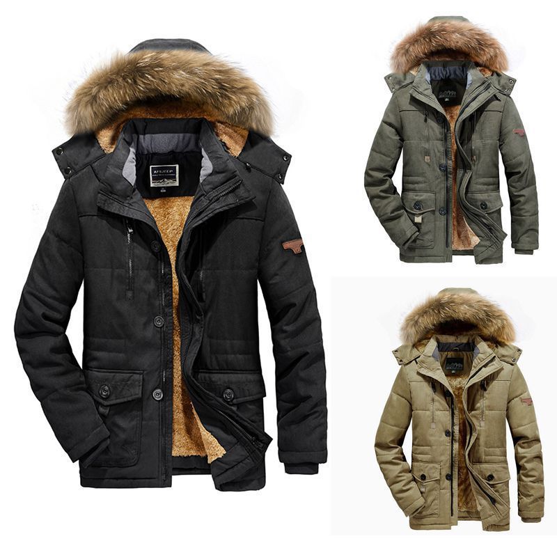 Men's padded parka with faux fur hood and teddy lining Chichicherry