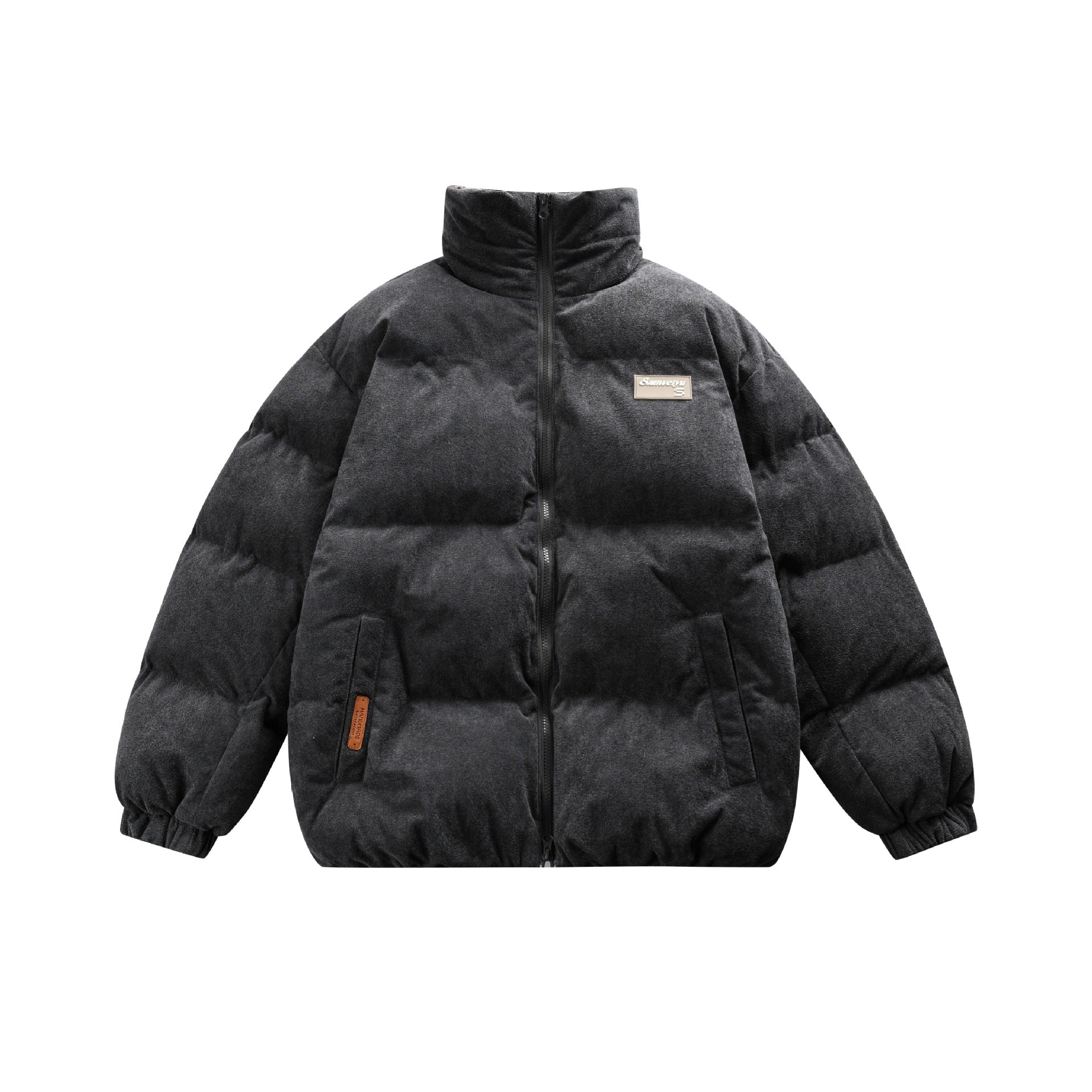 Unisex Boxy quilted short jacket with high funnel collar and teddy fleece look Chichicherry