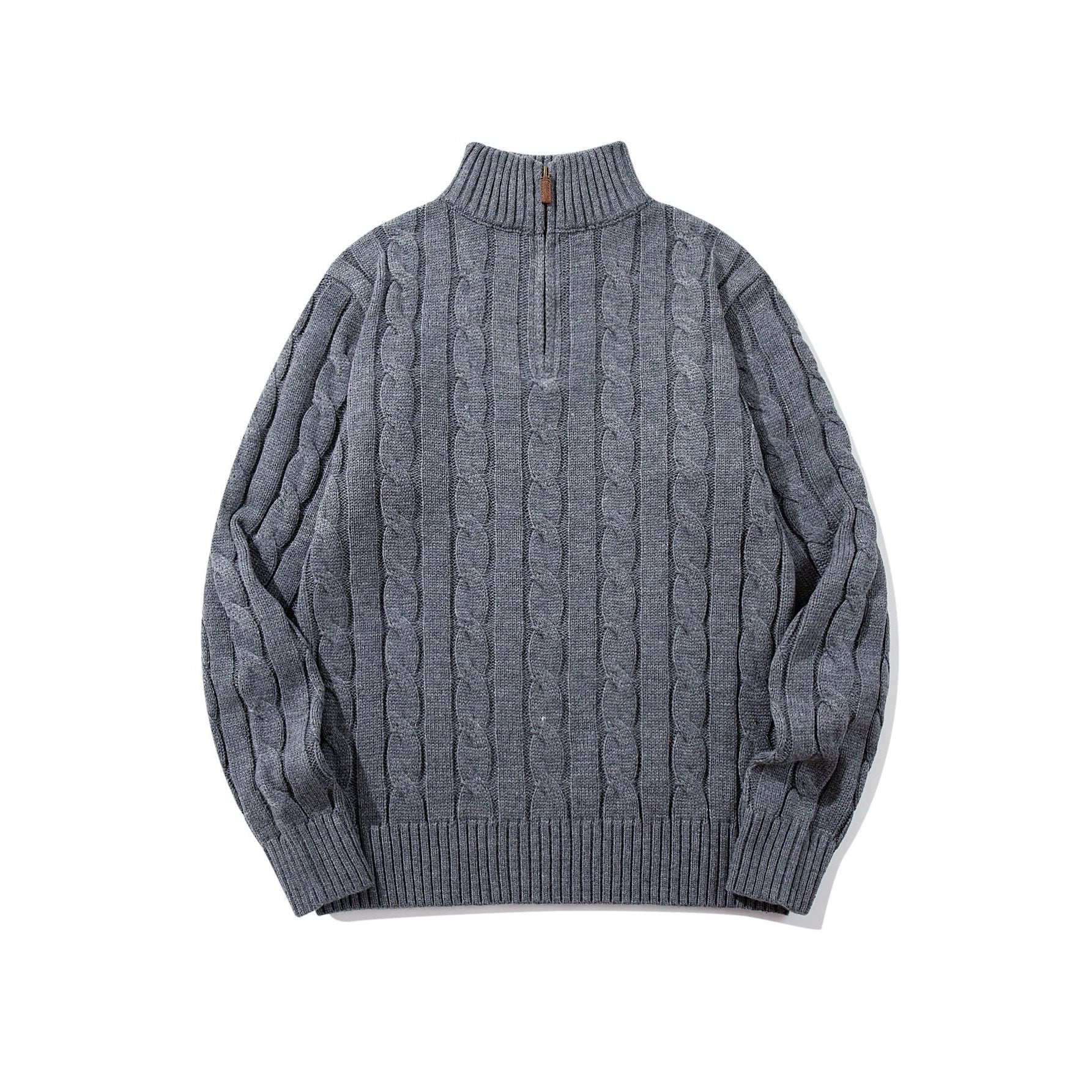 Unisex cable knit half-zip sweater with high ribbed collar and oversized fit Chichicherry