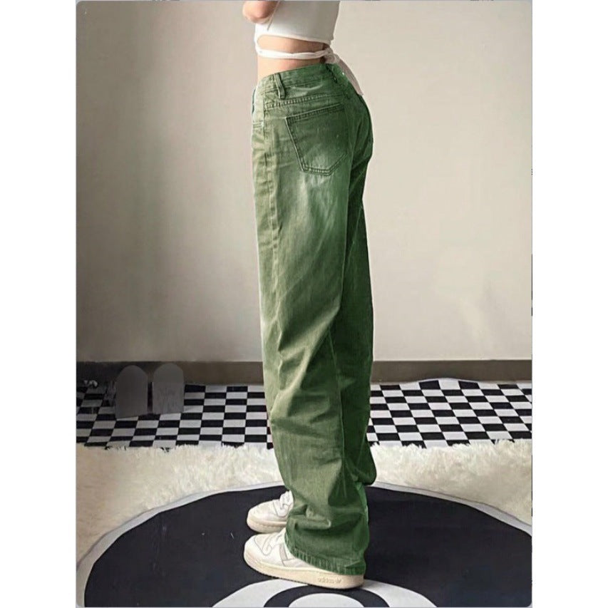 Women High-Waist Relaxed-Straight Denim Trousers with Wide Leg Chichicherry