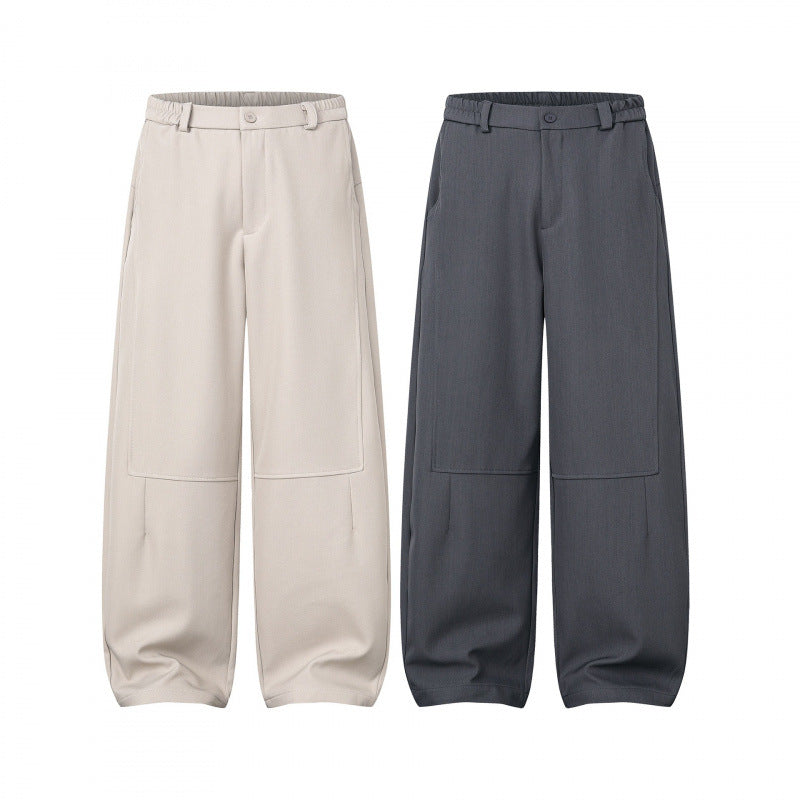 Women Wide Culotte Pants with Knee Patches, Elastic Back Waistband and Patch Pockets Chichicherry