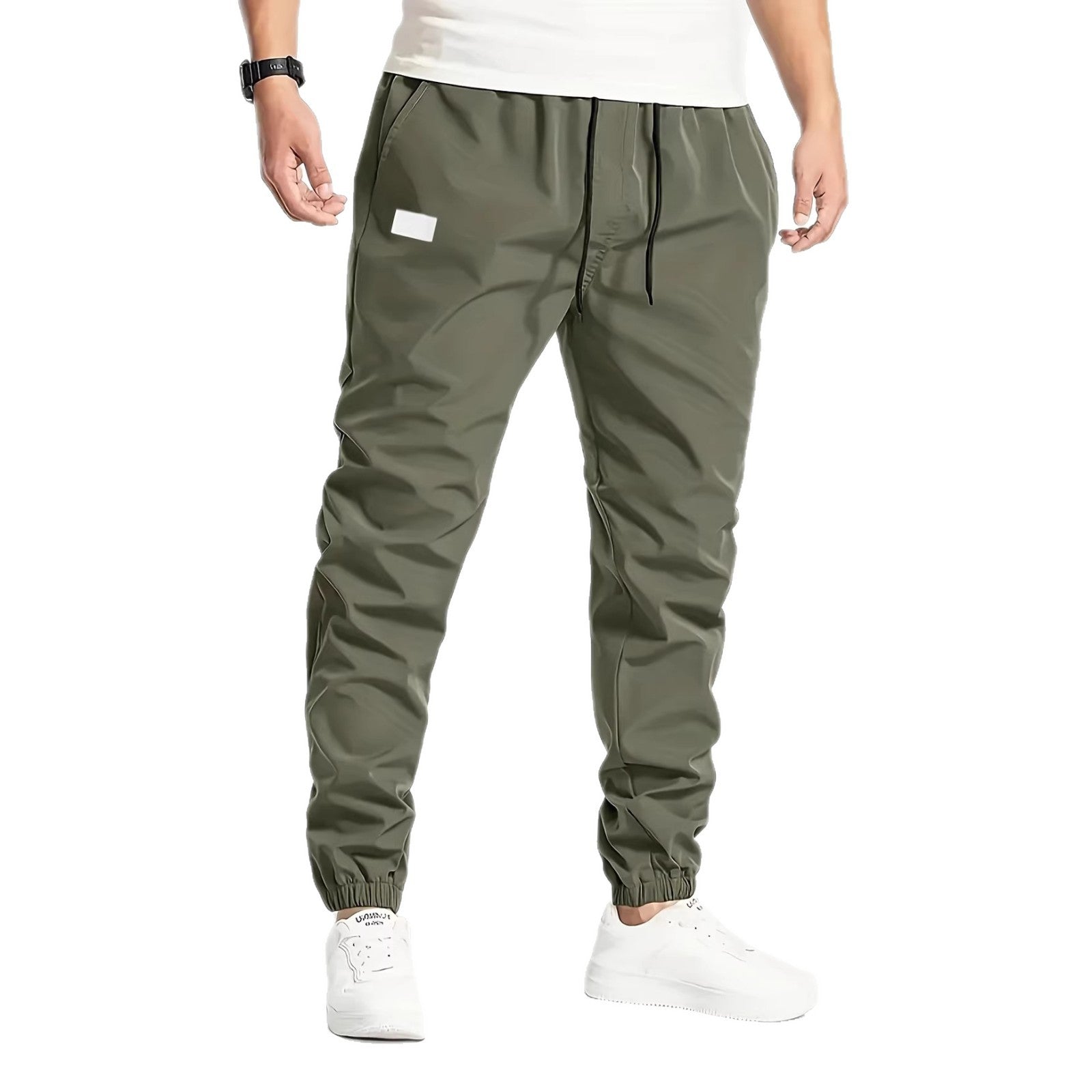 Men's Technical Jogging Pants in Tapered Utility Style with Elastic Waistband & Ankle Cuffs Chichicherry