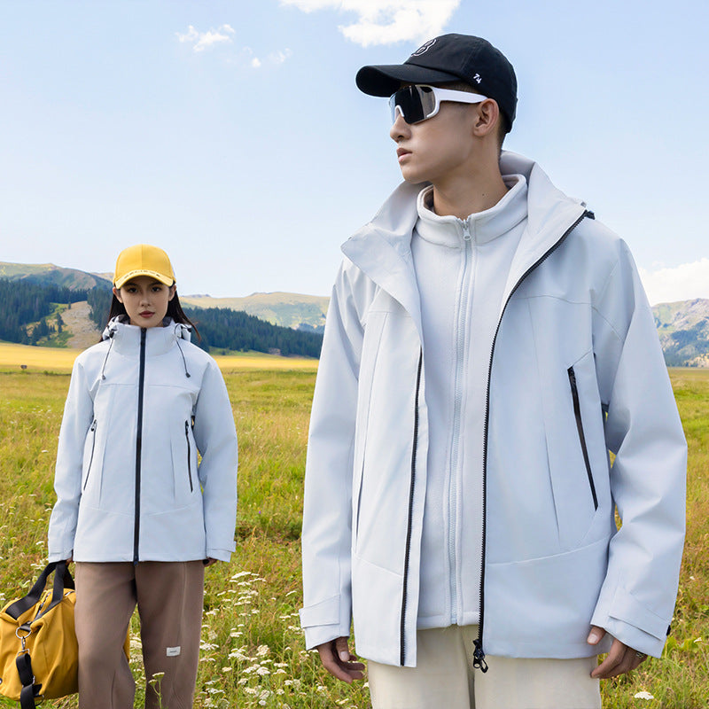 Men's two-layer softshell outdoor jacket with removable fleece inner layer, wind and water repellent Chichicherry